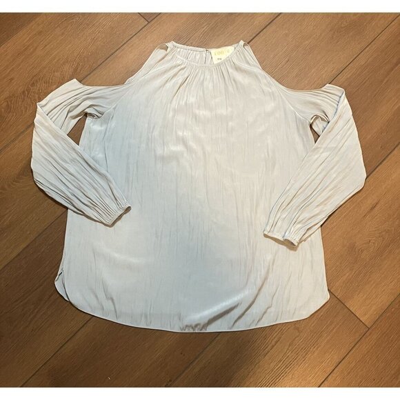 For 2 by Rami Brook Silver-Gray Longsleeve Cold-shoulder Maternity Blouse Size S - Picture 7 of 7